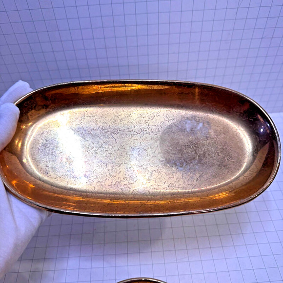 VTG MCM Lady Hamilton 22k Warranted Gold Cup Pair Floral Etching w Saucer Set - Picture 13 of 16